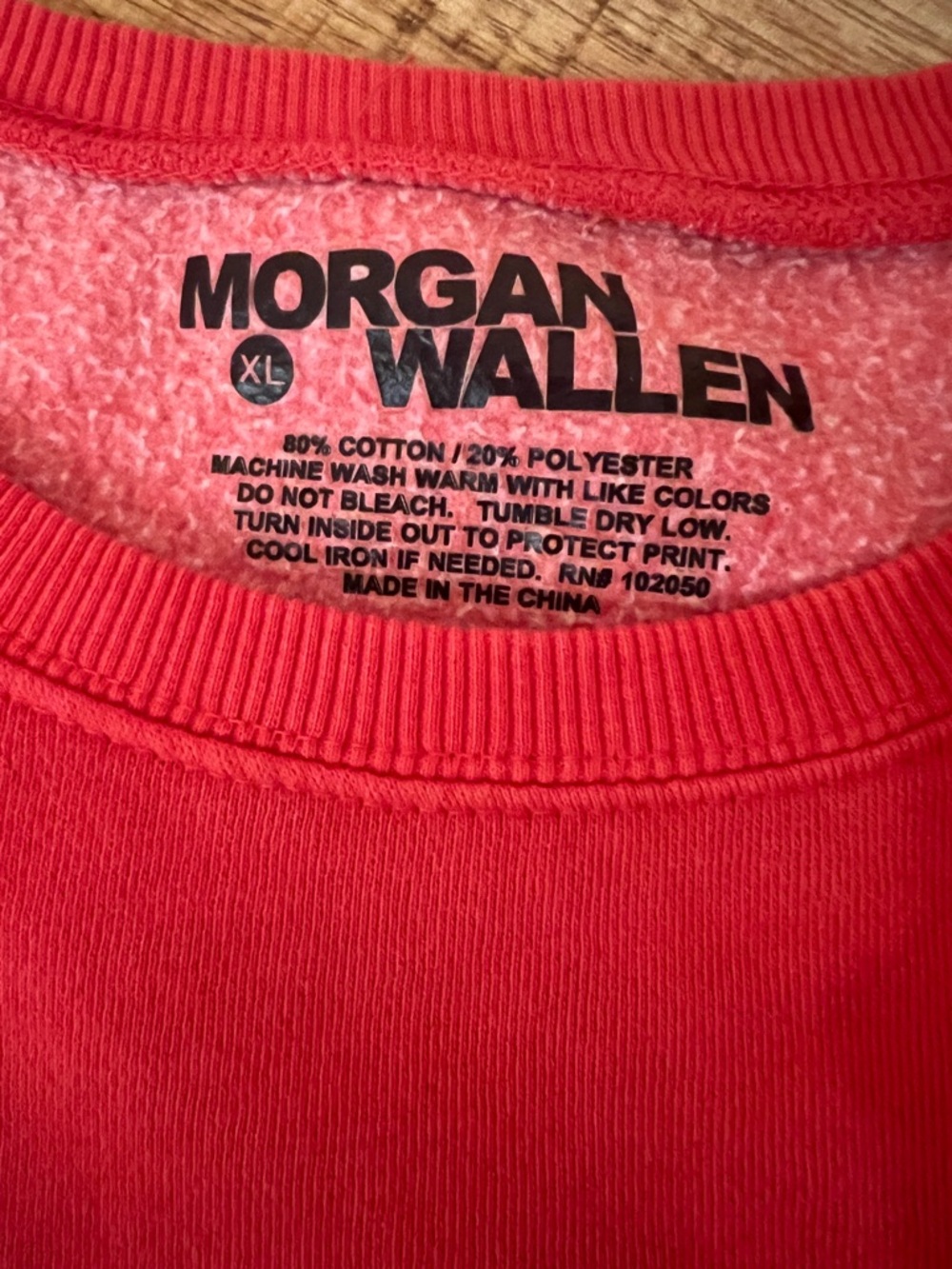 Morgan Wallen 865 Crewneck Sweatshirt XL One Night At A Time Tour Merch Red - Picture 7 of 7